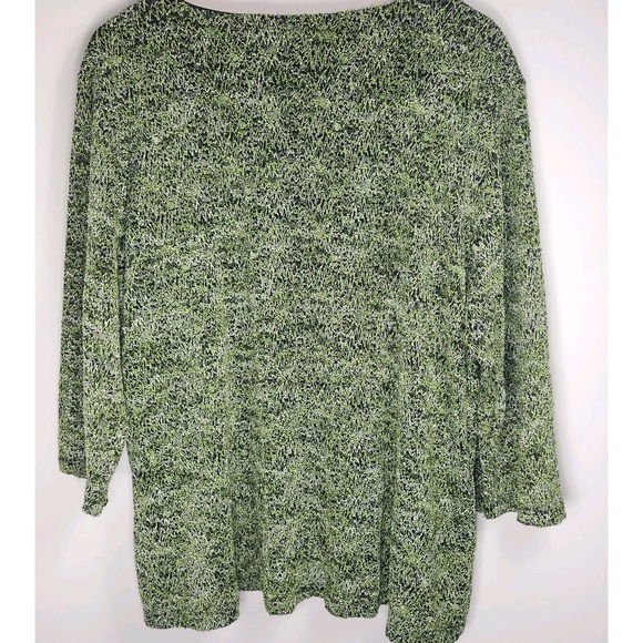 JM Collection Woman 3X Green Black Textured Knit Lined Top Blouse EUC - Picture 3 of 5